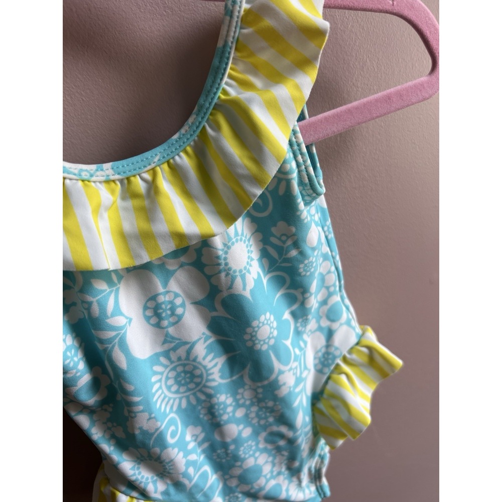 Hanna Andersson Flutter Sleeve One Piece Swimsuit Floral Blur‎ Yellow Size 3-6 M - Picture 2 of 10